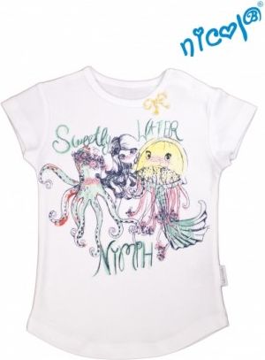 Kojeneké bavlněné tričko Nicol, Mořská víla - krátký rukáv, bílé, Velikost koj. oblečení 104 - obrázek 1
