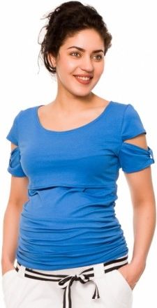 Těhotenské a kojící triko Lena - modré, Velikosti těh. moda XS (32-34) - obrázek 1