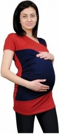 Těhotenská tunika s asymetrickým výstřihem - cihlová - obrázek 1