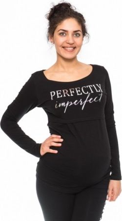Těhotenské, kojící triko Perfektly - černé, Velikosti těh. moda L (40) - obrázek 1