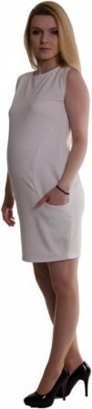 Těhotenské letní šaty s kapsami - ecru, Velikosti těh. moda L (40) - obrázek 1