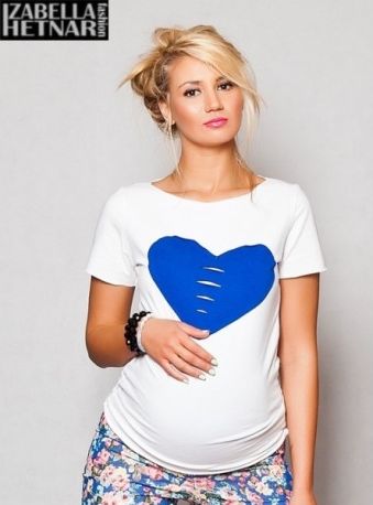 Těhotenské triko/halenka SRDCE - bílé - obrázek 1
