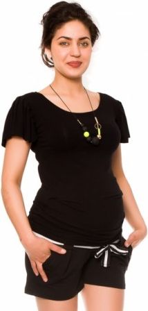 Těhotenské teplákové kraťasy Monika - černé, Velikosti těh. moda XL (42) - obrázek 1