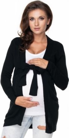 Be MaaMaa Těhotenský kardigan/svetr s páskem - černý - obrázek 1