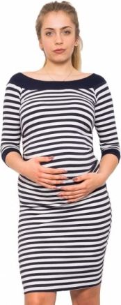 Těhotenská šaty Mila - proužkované, 3/4 rukáv, Velikosti těh. moda XL (42) - obrázek 1