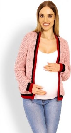 Těhotenský svetřík/kardigan s výrazným lemováním - růžový - obrázek 1