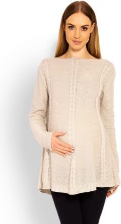 Elegantní těhotenský svetřík/tunika - béžový - obrázek 1