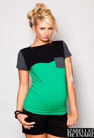 Těhotenské triko/halenka ANNA - zelené - obrázek 1