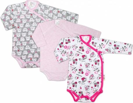 Kojenecká dívčí sada body zapínání bokem Baby Nellys ® - 3 ks, Velikost koj. oblečení 62 (2-3m) - obrázek 1