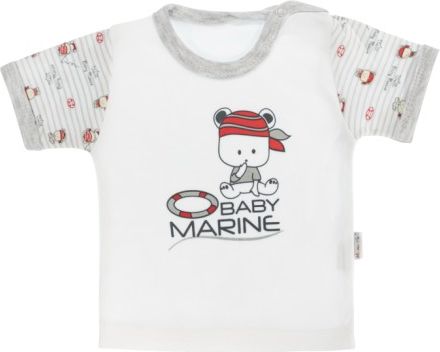 Bavlněné tričko Mamatti Pirát krátký rukáv - šedé, Velikost koj. oblečení 98 (24-36m) - obrázek 1