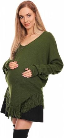 Be MaaMaa Těhotenské pončo dlouhý rukáv - khaki - obrázek 1