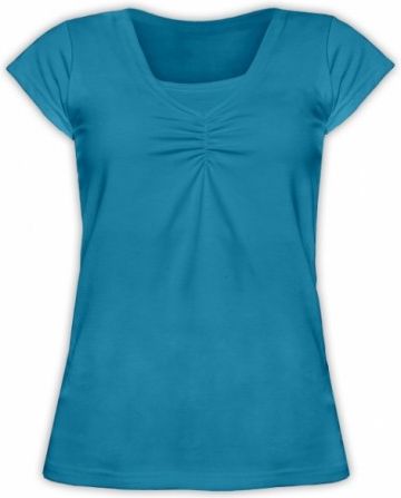 Kojící,těhotenské triko KARIN - tm. tyrkys, Velikosti těh. moda L/XL - obrázek 1