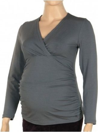 Těhotenská halenka dl. rukáv LONI šedá, Velikosti těh. moda XS/L - obrázek 1