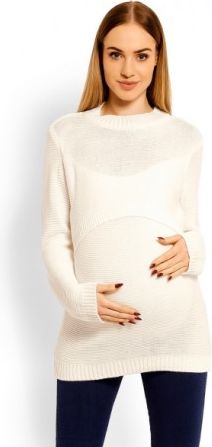 Pletený těhotenský svetřík - ecru, (kojící) - obrázek 1