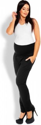 Těhotenské kalhoty/tepláky s vysokým pásem - černé, Velikosti těh. moda L/XL - obrázek 1