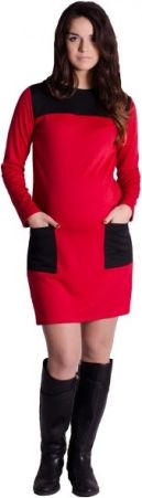 Těhotenské šaty/tunika - červené, Velikosti těh. moda L/XL - obrázek 1