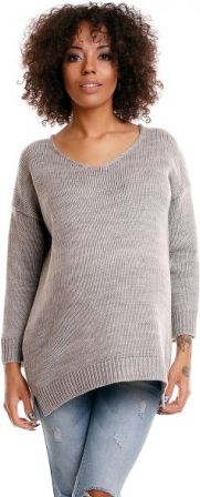 Pohodlný těhotenský svetřík s rozparky - sv. šedý - obrázek 1