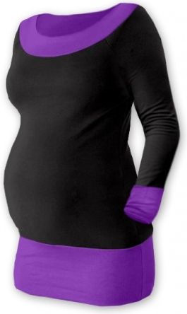 Těhotenska tunika DUO - černá/fialová, Velikosti těh. moda L/XL - obrázek 1