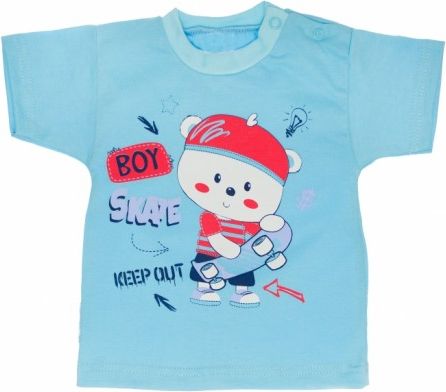 Bavlněné tričko - Medvídek Skate - tyrkysové, Velikost koj. oblečení 80 (9-12m) - obrázek 1