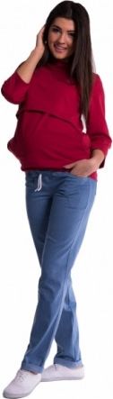 Těhotenské kalhoty - světlý jeans, Velikosti těh. moda XXXL (46) - obrázek 1