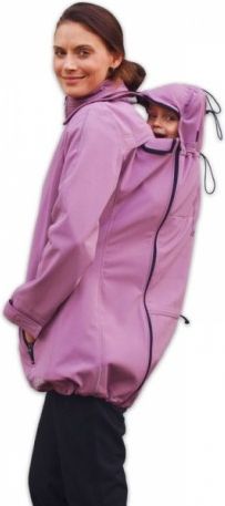 Bunda pro nosící, těhotné - softshellová - pro nošení dítěte v předu i vzadu - růžová, Velikosti těh. moda S/M - obrázek 1