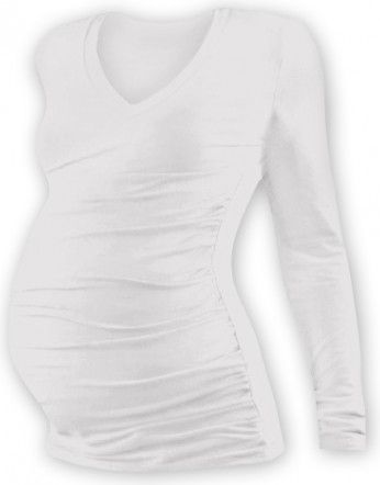 Těh. tričko dl. rukáv s výstřihem do V - smetanové, Velikosti těh. moda L/XL - obrázek 1