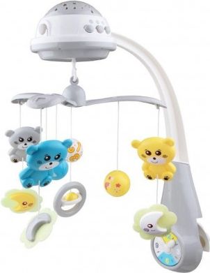 Kolotoč nad postýlku se světelným projektorem Baby Mix grey, Šedá - obrázek 1
