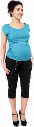 Těhotenské teplákové kalhoty Tonya 3/4 - černé, Velikosti těh. moda XL (42) - obrázek 1