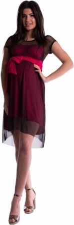Těhotenské šaty se šifonovým přehozem - amarant, Velikosti těh. moda S (36) - obrázek 1