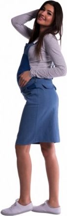 Těhotenské šaty/sukně s láclem - modré, Velikosti těh. moda  S (36) - obrázek 1