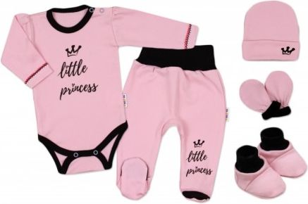 5-ti dílná soupravička do porodnice Princess - růžová, Velikost koj. oblečení 62 (2-3m) - obrázek 1