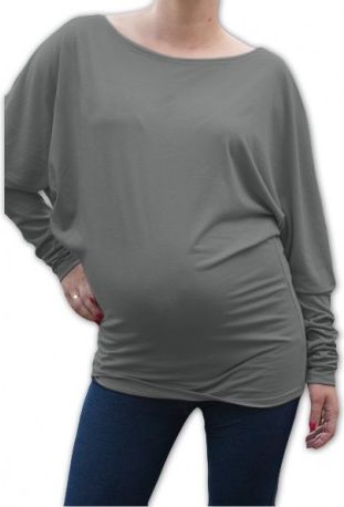 Symetrická těhotenská tunika - šedá - obrázek 1