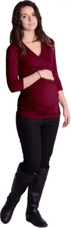 Triko, tunika 3/4 rukáv - burgund, Velikosti těh. moda S/M - obrázek 1