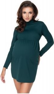 Be MaaMaa Těhotenské mini šaty/tunika se stojáčkem - zelené, Velikosti těh. moda L/XL - obrázek 1