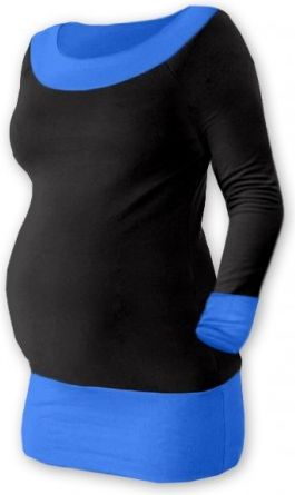 Těhotenska tunika DUO - černá/modrá, Velikosti těh. moda S/M - obrázek 1