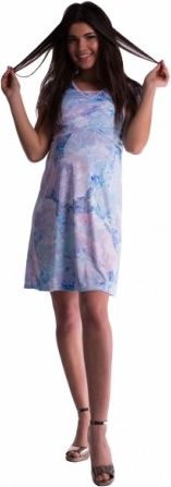 Těhotenské a kojící šaty s květinovým vzorem - modré květy, Velikosti těh. moda M (38) - obrázek 1