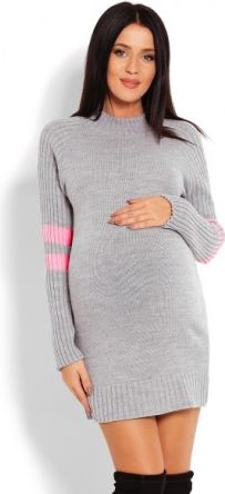 Těhotenský svetřík/tunika se stojáčkem - šedý - obrázek 1