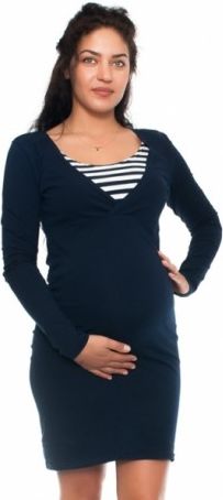Elegantní těhotenské a kojící šaty Alina - granát-bílé, Velikosti těh. moda XL (42) - obrázek 1