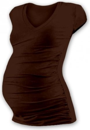 Těh. tričko MINI rukáv s výstřihem do V - čokohnědé, Velikosti těh. moda L/XL - obrázek 1