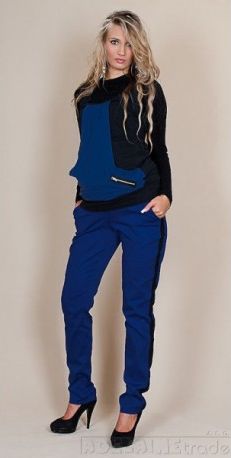 Těhotenské kalhoty Karolina - Modré, Velikosti těh. moda XXL (44) - obrázek 1