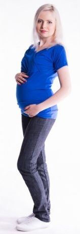 Těhotenské a kojící triko s kapucí, kr. rukáv - tm. modré, Velikosti těh. moda S/M - obrázek 1