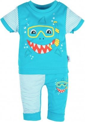 Kojenecké tričko s krátkým rukávem a tepláčky New Baby Shark, Tyrkysová, 92 (18-24m) - obrázek 1
