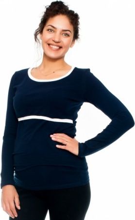 Těhotenské a kojící triko Aldona, dlouhý rukáv, granátové, Velikosti těh. moda XL (42) - obrázek 1