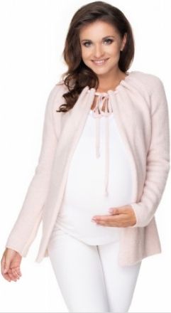 Be MaaMaa Těhotenský svetřík, kardigan na zavazování, sv. růžový - obrázek 1
