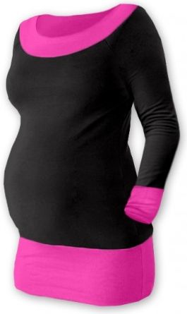 Těhotenska tunika DUO - černá/růžová, Velikosti těh. moda S/M - obrázek 1
