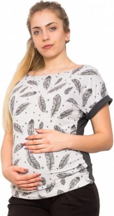 Těhotenské triko/halenka Pírka - šedá, Velikosti těh. moda XS (32-34) - obrázek 1