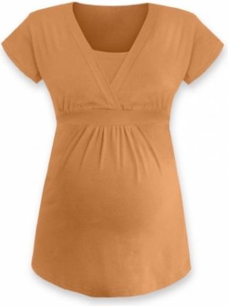 Kojící, těhotenská tunika ANIČKA krátký rukáv - sv. oranžová, Velikosti těh. moda L/XL - obrázek 1