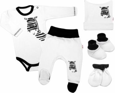 Baby Nellys 5-ti dílná soupravička do porodnice Zebra - bílá, Velikost koj. oblečení 50 (0-1m) - obrázek 1
