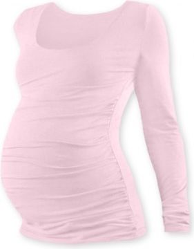 Těhotenské triko JOHANKA s dlouhým rukávem - sv. růžová, Velikosti těh. moda XXL/XXXL - obrázek 1