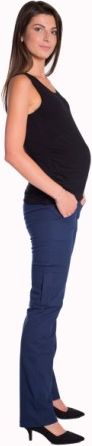 Bavlněné, těhotenské kalhoty s kapsami - granátové, Velikosti těh. moda M (38) - obrázek 1